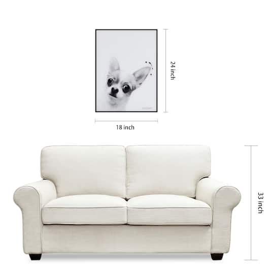Empire Art Direct 24" x 18" Black & White Chihuahua Pet Reverse Printed Glass Frame Wall Art